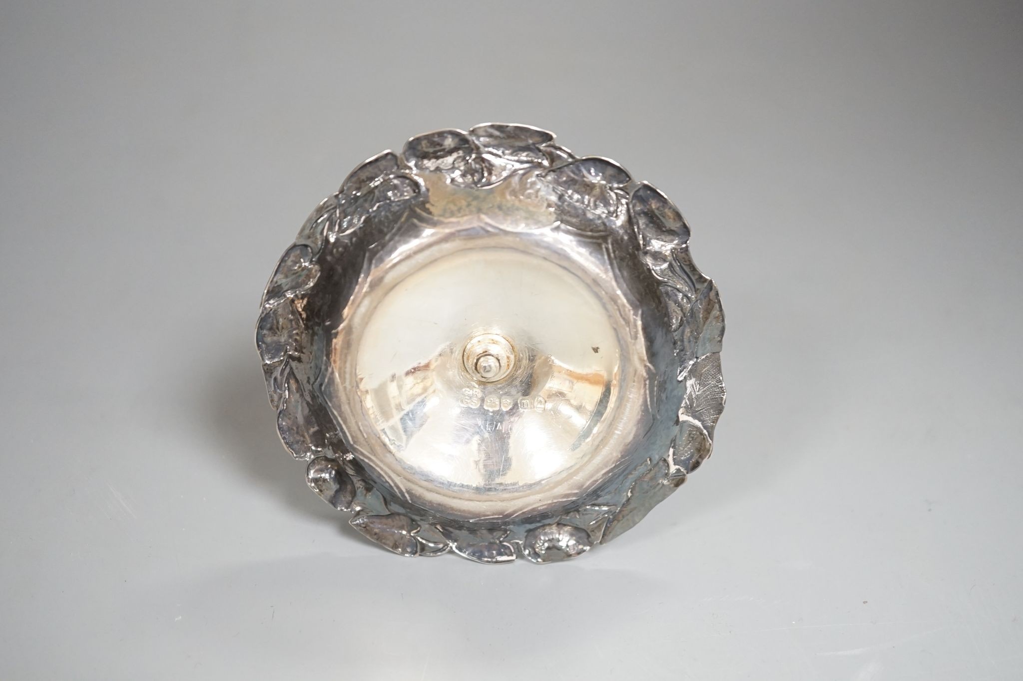 A George IV silver candlestick, naturalistically modelled as stemmed flower, London, 1828, by Riley and Sumner, 11cm, 145 grams.